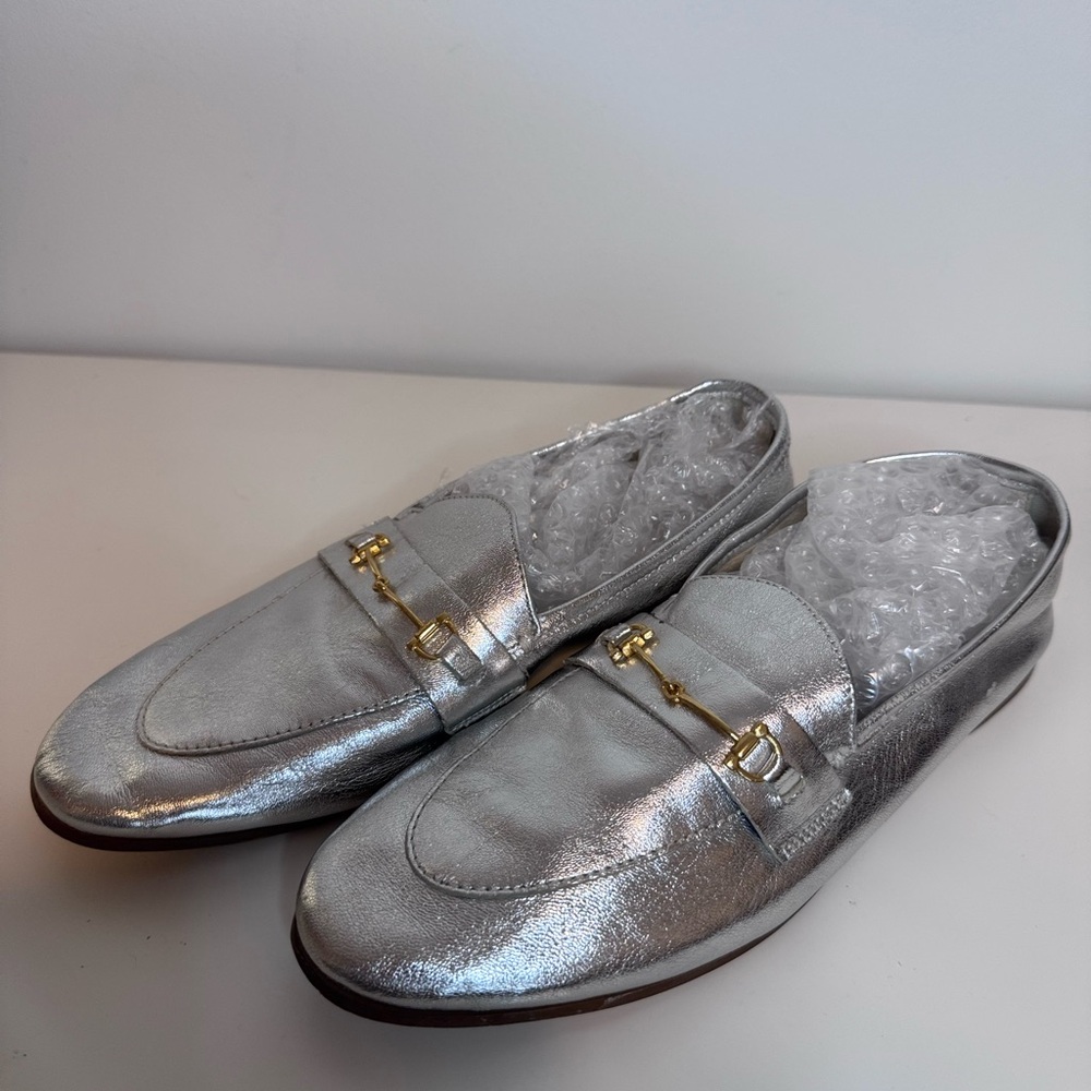 Topshop shoes- Karpenter Metallic Silver Loafers